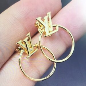 Gold Louis Vuitton Hoop Earrings